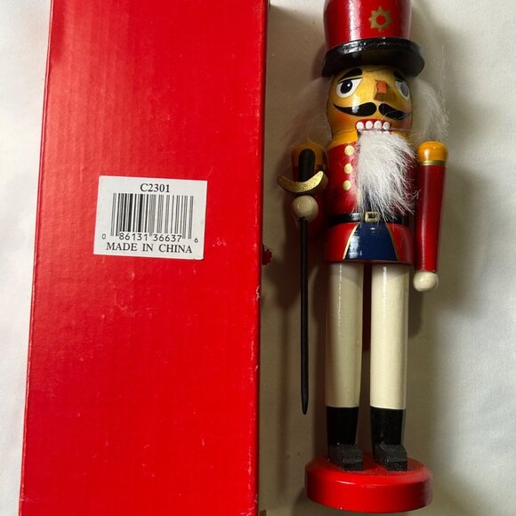 Vintage Wooden Nutcracker Soldier Figure 9.5” Hand-Painted Christmas Decor China - Picture 6 of 9